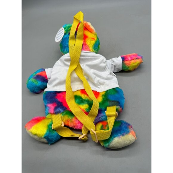 Noah's Ark kids Rainbow Plush Teddy Backpack White Shirt adjustable 16" READ NEW - Picture 3 of 13